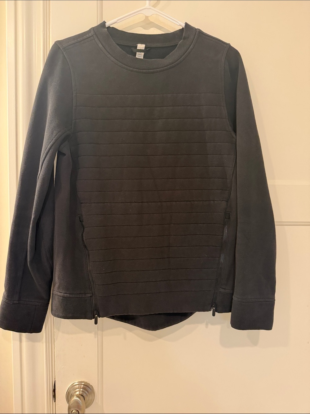 lululemon athletica Black Quilted-Front Crew Pullover